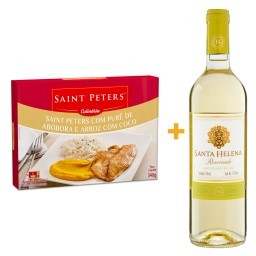 Kit Saint Peters com Purê de Abóbora e Arroz de Coco 340g + Vinho Chileno Branco Seco Reservado Sant