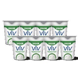 Kit com 8 Iogurte Desnatado Vigor Viv Sabor Natural 170g