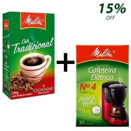 Kit MELITTA com Café à Vácuo Torrado e Moído Tradicional Caixa de 500g + Coador de Papel Nº 4 com 30