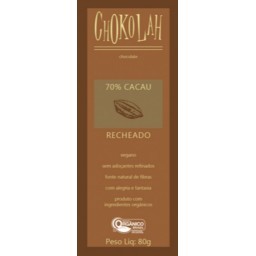 Chocolate Orgânico 70% Cacau Recheado CHOKOLAH 80g