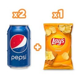 Kit Batata Frita Lisa Cheese Lays Pacote 86G + 2 Refrigerantes PEPSI Lata 350ml