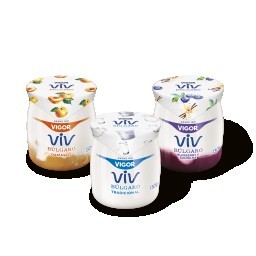 Kit com 3 Iogurte Vigor Viv Búlgaro 130g Sabores Damasco + Tradicional + Blueberry e Baunilha 