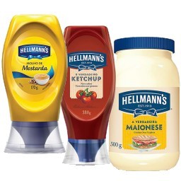 Kit HELLMANN'S com Maionese Pote 500ml + Ketchup Tradicional Squeeze 380g + Mostarda Squeeze 170g