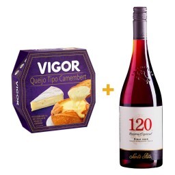 Queijo Camembert Vigor 120g + Vinho Chileno Tinto 120 SANTA RITA Pinot Noir Garrafa 750ml