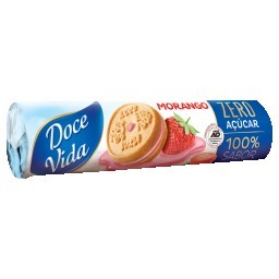 Biscoito Recheio Morango Zero Açúcar Doce Vida Pacote 120g