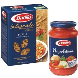 Kit BARILLA com Macarrão Italiano Integral Fusilli 500g + Molho de Tomate Napolitana Vidro 400g