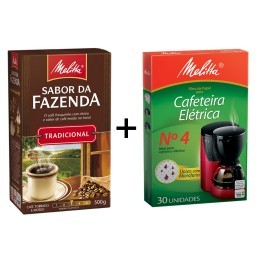 Kit MELITTA com Café à Vácuo Torrado e Moído Tradicional Sabor da Fazenda Caixa 500g  +  Coador de P