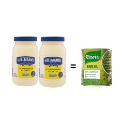 Kit 2 Maionese Hellmanns Tradicional 500g + 1 Ervilha em Conserva Knorr Lata 170g