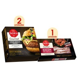 Kit com 2 Burger Seara Gran Angus Gourmet 400g + Bacon Em Fatias Seara Gourmet 250g