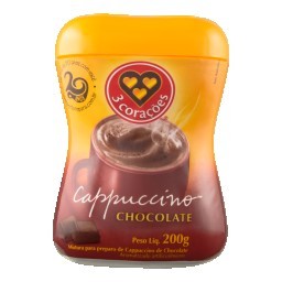 Cappuccino Sabor Chocolate 3 CORAÇÕES Pote 180g