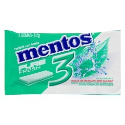 Goma de Mascar Sabor Menta Verde MENTOS Pure 3D 8,5g com 5 Unidades