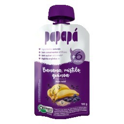 Papinha Orgânica PAPAPÁ Sabor Banana, Mirtilo E Quinoa 100g