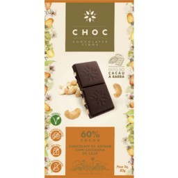 Barra de Chocolate 60% com Castanha de Caju Choc 80g