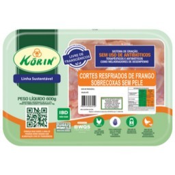 Sobrecoxas de Frango sem Pele Korin 600g