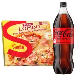 Kit Pizza Cong. Sadi Lomb.Def. Req. E Mussarela + Coca-cola Sem açucar 1,5L