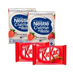 Kit 2 Cremes de Leite Uht Nestlé 200g + 2 Chocolates Kitkat 4 Fingers Ao Leite 41,5g