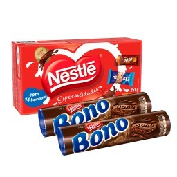 Kit 1 Bombom Nestlé Especialidades 251g + 2 Biscoitos Bono Recheado Chocolate 126g