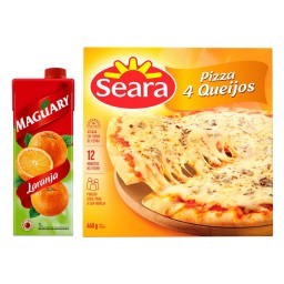 kit Pizza quatro queijos Seara 460g + Suco de Laranja MAGUARY 1 Litro