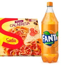 Kit Pizza de Calabresa Sadia 460g + Fanta Laranja 1,5L