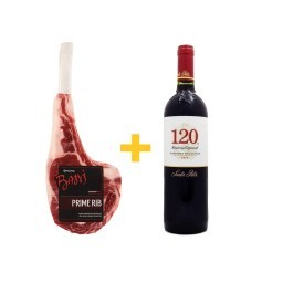 Kit com Carne Bovina Prime Rib BASSI Com Osso Congelada 700g + Vinho Chileno Tinto 120 SANTA RITA Ca