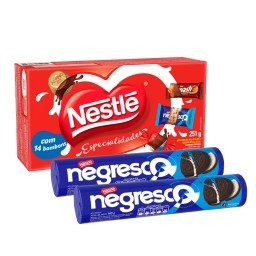 Kit 1 Bombom Nestlé Especialidades 251g + 2 Biscoitos Negresco Recheado 140g