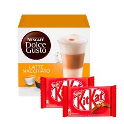 Kit 2 Chocolates Kitkat 4 Fingers Ao Leite 41,5g + 1 Café Em Cápsula Nescafé Dolce Gusto Café Au Lai