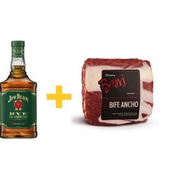 Kit Whiskey Americano JIM BEAM RYE Garrafa 700ml + Bife Ancho Filé De Costela Entrecote BASSI Resfri