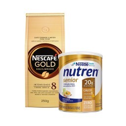 Kit 1 Café Torrado e Moído Nescafé Gold Equilibrado 250g + 1 Complemento Alimentar Nutren Senior Sem