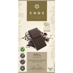 Barra de Chocolate 70% Cacau Zero Açúcar Choc 80g