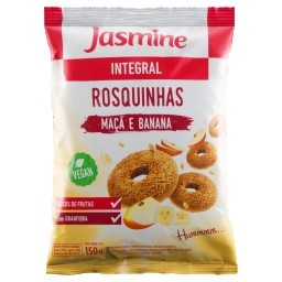 Biscoito Rosquinha Integral Maçã e Banana Jasmine Pacote 150g