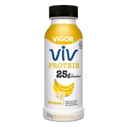 Iogurte Líquido Whey Protein VIGOR Viv Sabor Banana Sem Lactose Sem Açúcar Pote 250g