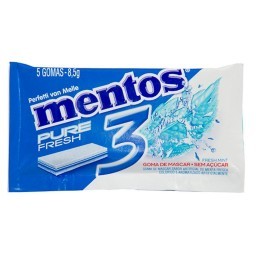 Goma de Mascar Sabor Fresh Mint MENTOS Pure 3D 8,5g com 5 Unidades