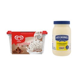 Kit Sorvete Pote KIBON CREMOSÍSSIMO FLOCOS 1.5 L + Maionese Hellmanns Tradicional 500g