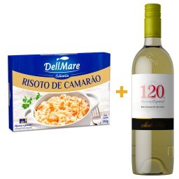 Kit Risoto de Camarão DELLMARE 340g + Vinho Chileno Branco 120 SANTA RITA Sauvignon blanc Garrafa 75