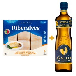 Azeite de Oliva Extra Virgem Reserva Português Gallo Vidro 500ml + Lombo de Bacalhau Dessalgado Morh