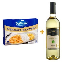 Kit Strogonoff de Camarão DELLMARE 340g + Vinho Chileno Sauvignon Blanc CLUB DES SOMMELIERS Garrafa 