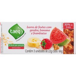 Cereal em Barra de Frutas com Goiaba, Banana e Framboesa TAEQ 66g com 3 Unidades