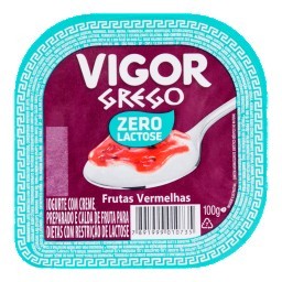 Iogurte Grego Sabor Frutas Vermelhas Zero Lactose VIGOR 100g