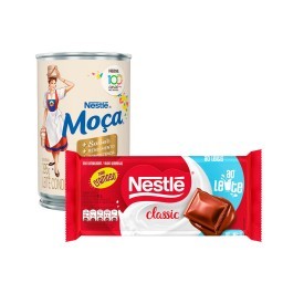 Kit 1 Leite Condensado MOÇA Lata 395g + 1 Chocolate NESTLÉ CLASSIC ao Leite 90g