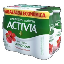 Pack Leite Fermentado Parcialmente Desnatado Framboesa & Hibisco Zero Lactose Activia Shot Diário Fr