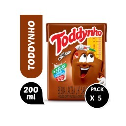 Kit com 5 Bebida Láctea Uht Chocolate Toddynho Caixa 200Ml 