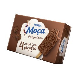 Pack Picolé Brigadeiro Moça Cobertura Chocolate Nestlé Caixa 252g 4 Unidades