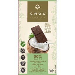 Barra de Chocolate ao Leite Coco Zero Açúcar Choc 80g