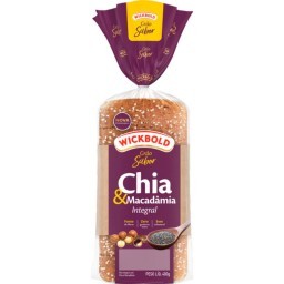 Pão De Forma Integral WICKBOLD Grão Sabor Chia E Macadâmia Pacote 400g