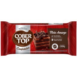 Chocolate Meio Amargo COBER TOP Confeiteiro Barra 1,010Kg