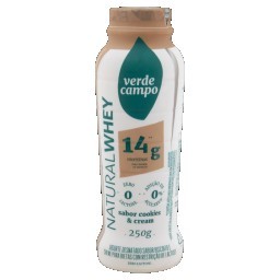 Iogurte Desnatado Cookies & Cream Zero Lactose Verde Campo Natural Whey 14g de Proteína Frasco 250g