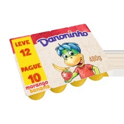 Danoninho Petit Suisse Morango e Banana 480g 12 unidades