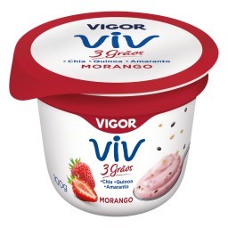 Iogurte Integral VIGOR Viv 3 Grãos Sabor Morango Pote 100g