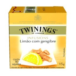 Chá Inglês Misto Sabor Limão e Gengibre TWININGS  Infusions 15g com 10 Saquinhos