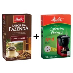 Kit MELITTA com Café à Vácuo Torrado e Moído Extra Forte Sabor da Fazenda  Caixa 500g  +  Coador de 